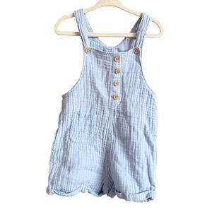 Gerber Baby Romper- Blue Cotton Gauze Overall Shorts - Unisex Toddler 18m